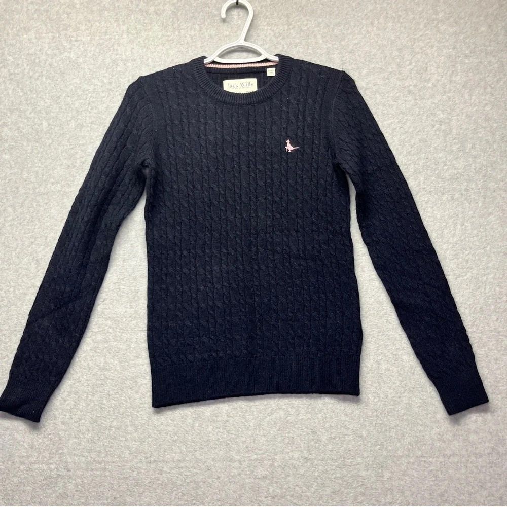Jack Wills Women’s Wool Sweater‎ Tinsbury Cable Knit Navy NWT size S